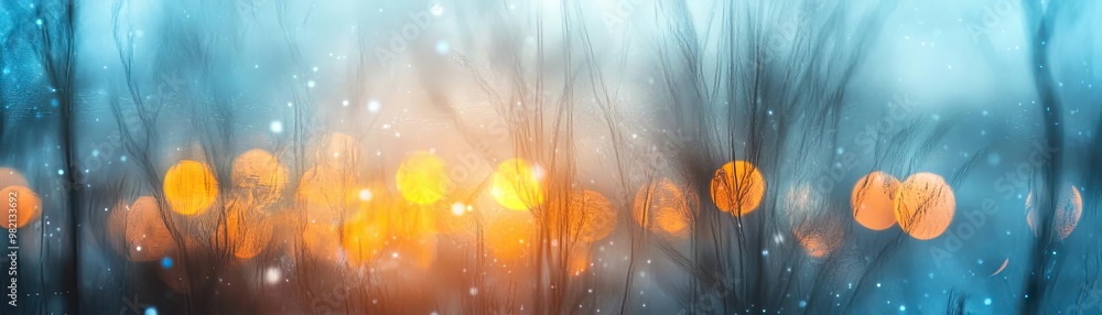 Aufkleber a calming abstract background blending soft blue and orange lights, perfect for creating an ethereal