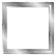 Obraz premium Silver square frame isolated on white. Old worn frame . Vector frame for text, photo, card, certificate, picture, banner, poster. Metal texture 