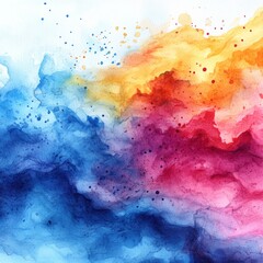 Abstract Watercolor Painting with Vivid Hues