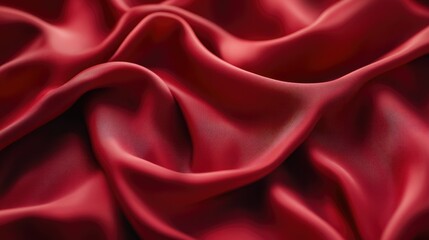 Obraz premium Red silk fabric elegantly draped across a soft surface, creating a luxurious and sophisticated feel.