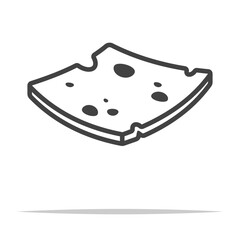 Cheddar cheese slice icon transparent vector isolated illustration