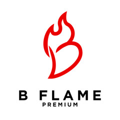 B letter 6 flame logo icon design illustration