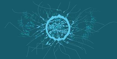 Abstract bacteria symbol blue background