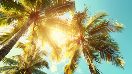 Palm Trees Reaching Up Towards the Sun in a Tropical Paradise