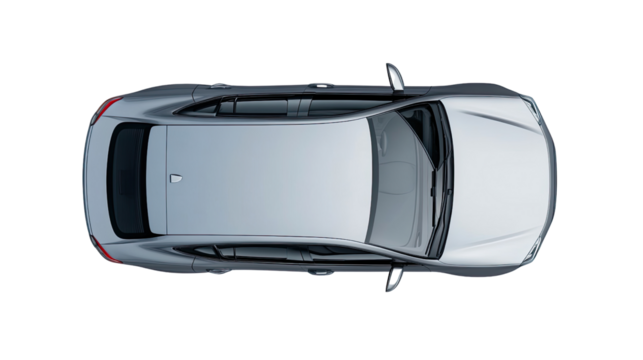 Car top view on white transparent background
