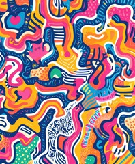 Obraz premium A vibrant abstract design featuring colorful swirls and patterns.