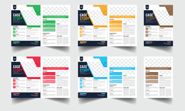 Case study template | Data Sheet layiut template | Business case study layout with yellow elements | Double side flyer template