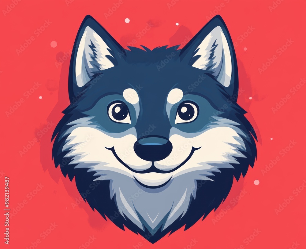 Sticker cute wolf face.