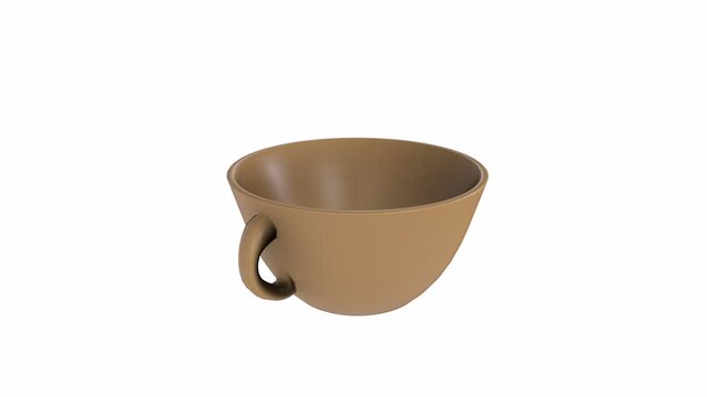 3D rendering of a minimalist brown bowl on a plain background