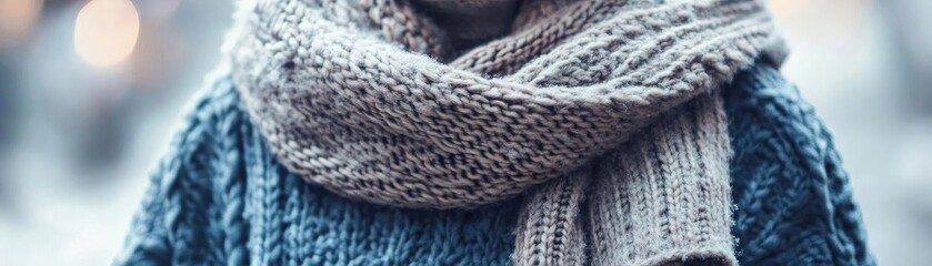 Cozy winter sweater and scarf combination, perfect for chilly days and stylish outdoor activities.