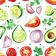 Watercolor Guacamole Pattern.