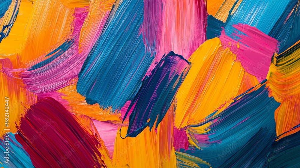 Poster abstract colorful background with brushstroke texture.