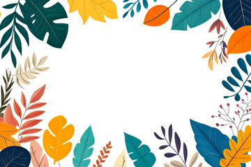 Fototapeta premium Colorful autumn leaves create a vibrant frame, perfect for backgrounds or seasonal designs.