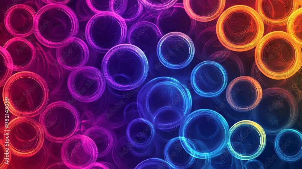 Poster abstract background with colorful glowing circles.