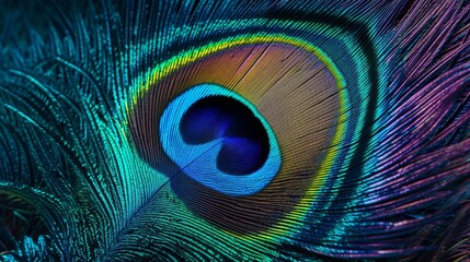 Obraz premium Peacock Feather Close-Up: Iridescent Beauty and Texture