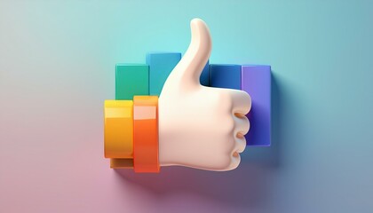 Colorful thumbs up symbol representing positivity and approval in a modern digital setting.