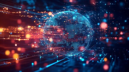 Fototapeta premium Business intelligence concept based on generative AI technology, global network