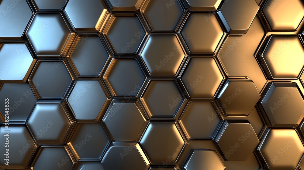 Poster metallic hexagonal pattern.