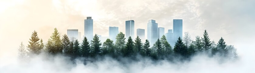 Obraz premium Harmonious Cityscape Blending Corporate Growth and Natural Conservation