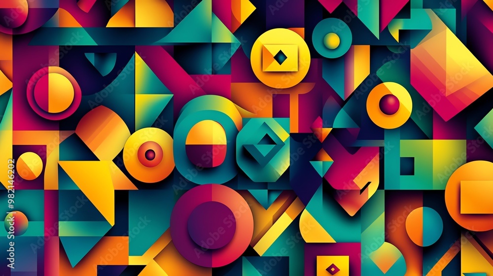 Poster abstract geometric pattern in a vibrant color palette.