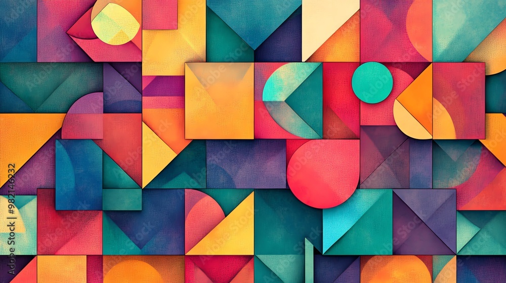 Poster a vibrant abstract pattern with a repeating geometric design.