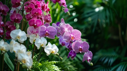 Close-up of Pink and White Orchids in Bloom