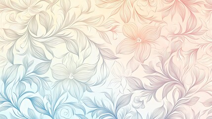 A delicate floral pattern with pastel colors on a white background.