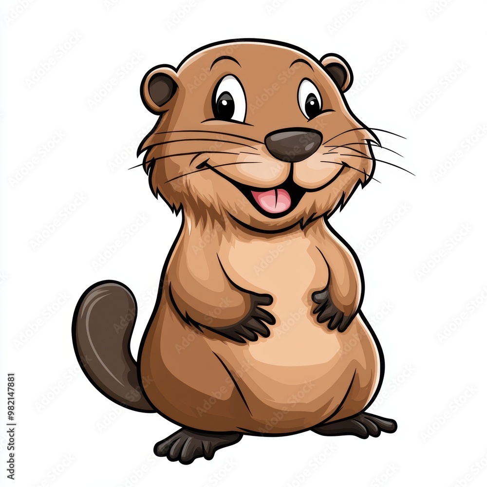 Sticker cute cartoon groundhog.