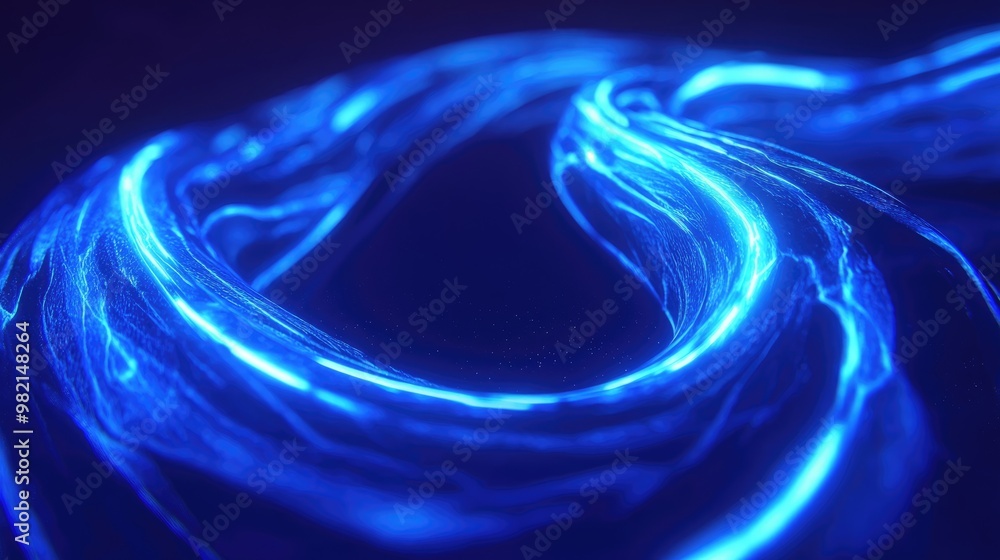 Poster vibrant glowing energy lines create a magical swirl effect abstract blue light twists with a 2d cart