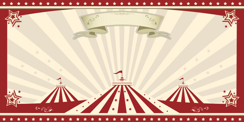 Circus Retro Banner Vector Illustration Frame and color lines three circus flag tents © Oleh