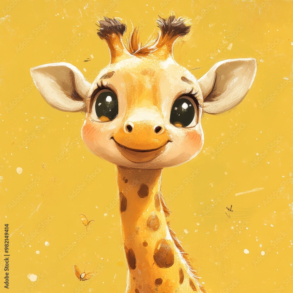 Canvas Prints cute giraffe portrait.