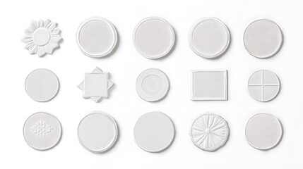 Embroidered white patch mockup, different types