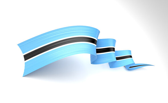 3d Flag Of Botswana 3d Shiny Waving Twisted Ribbon Flag Isolated On White Background 3d Illustration