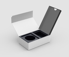 Empty White Packaging Box With Round And Square Compartments For Organized Storage 3D Illustration
