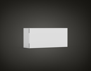 Empty White Rectangular Cardboard Box Mock Up Design Isolated On Black Background 3D Illustration