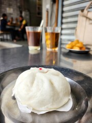 Chinese breakfast bun bred and tea Asia food
