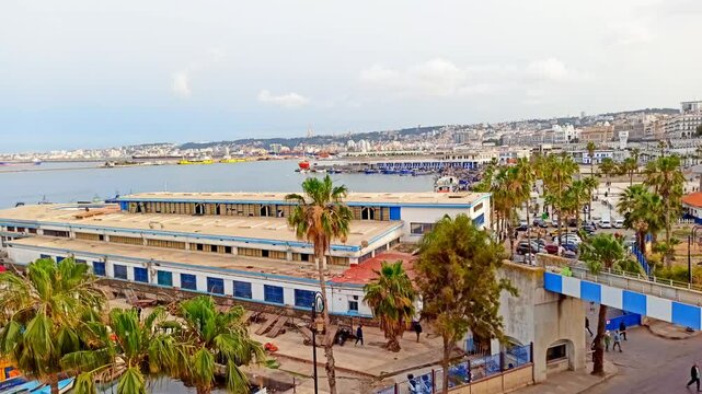 A view of the fishing port from Martyrs' Square Street in Algiers