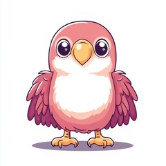 Cute Pink Bird Cartoon.