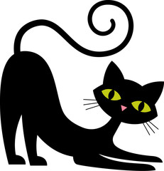 Handdrawn Cat Stretching