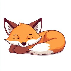 Obraz premium Sleeping Fox Cartoon.