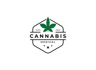 Medical marijuana or cannabis logo vector illustration