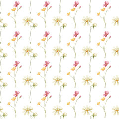 Obraz premium Seamless background, watercolor floral pattern. Repeat fabric wallpaper print texture. Perfectly for wrapped paper, backdrop, wall art.