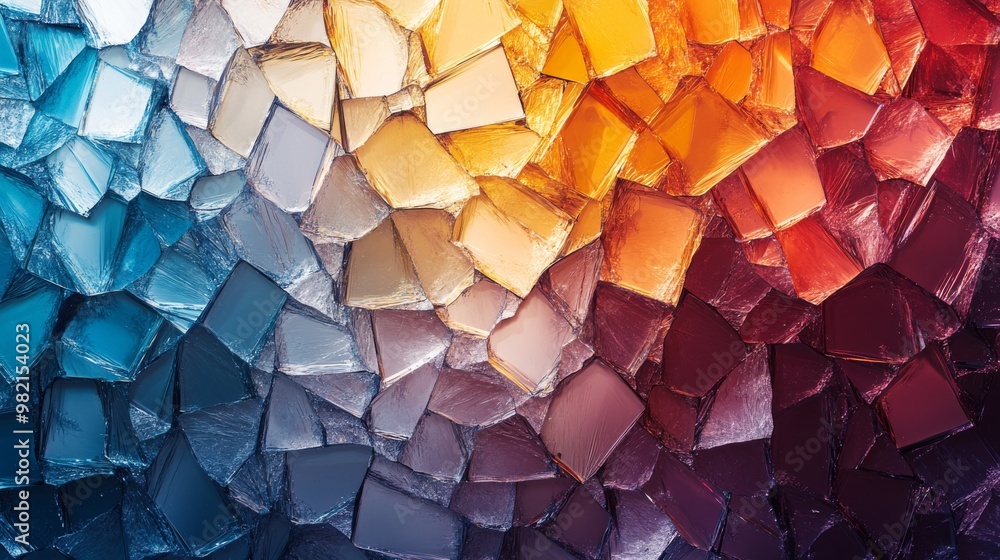 Poster abstract crystalline structure with a colorful gradient