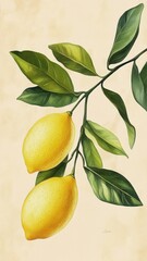 Watercolor Lemon tree branches seamless border,lemon set On a white background,Summer citrus fruit,Juicy colors,Hand drawn lemon set,Botanical illustration collection,Whole lemons,banner menu drink.