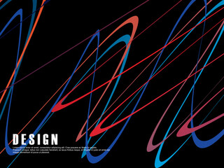 Black background with colorful gradient ribbon pattern. Black background with modern graffiti pattern.