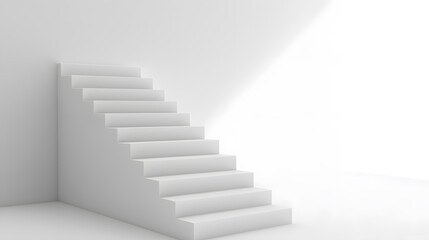 White steps architecture staircase isolated on white background