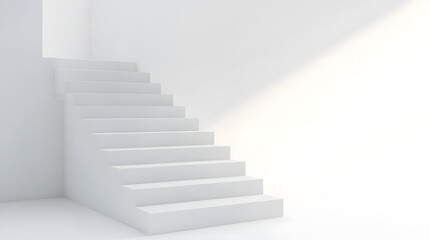 Fototapeta premium White steps architecture staircase isolated on white background