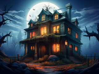 Fototapeta premium haunted house on the hill