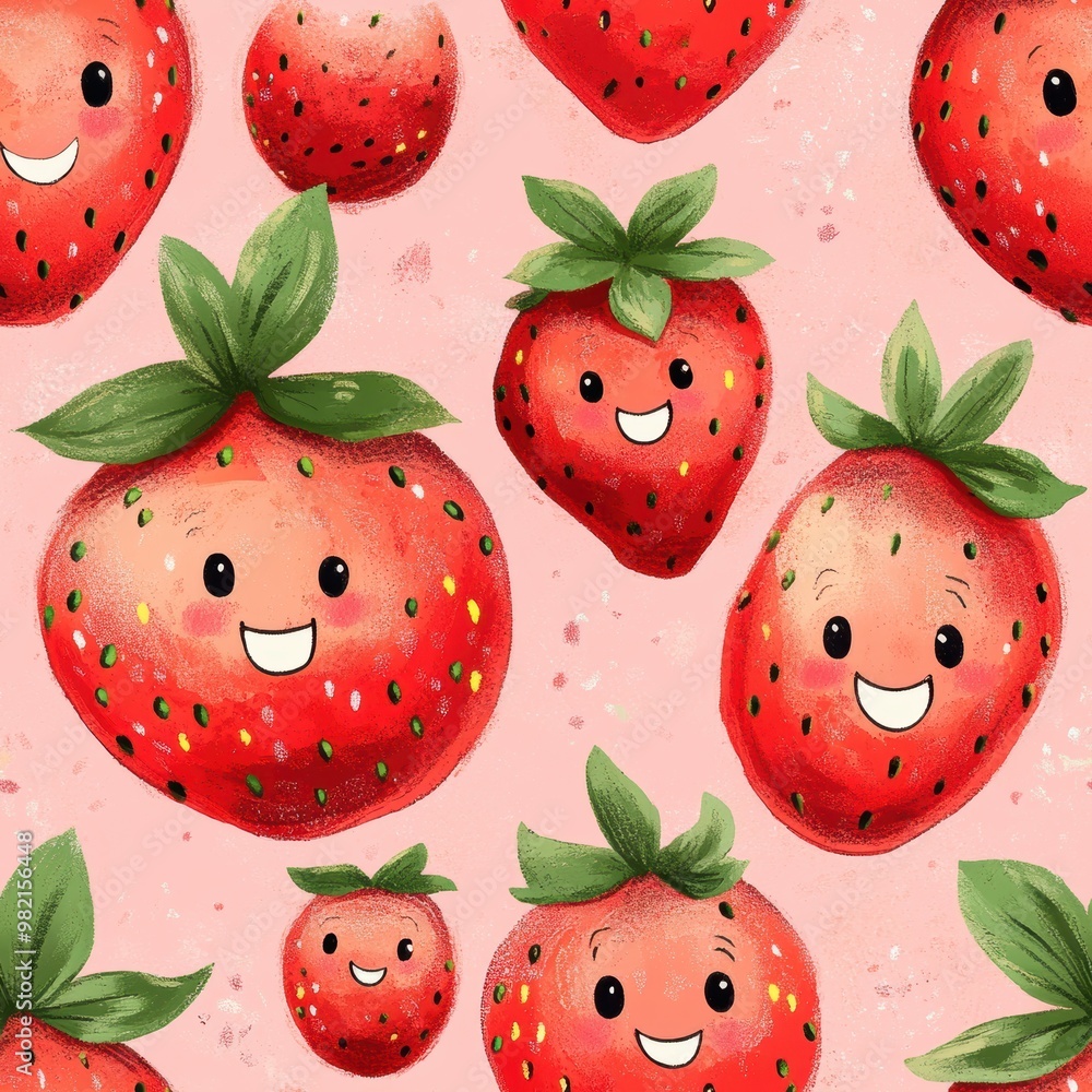 Sticker happy strawberries pattern.