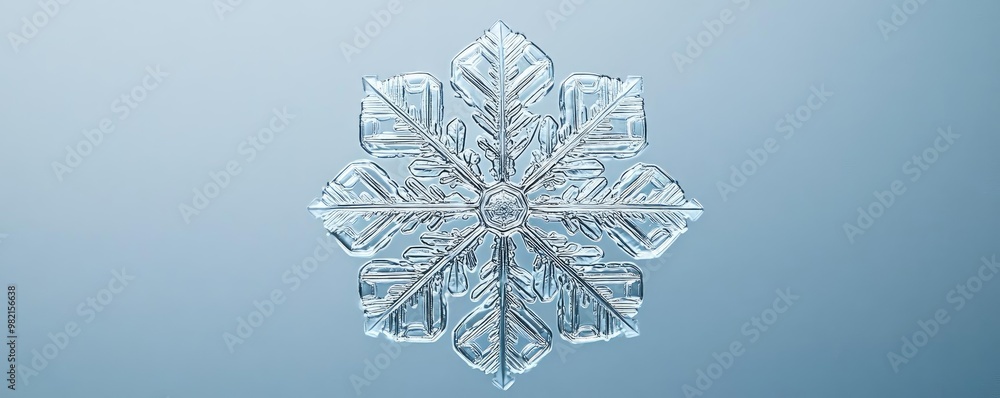 Poster a close-up view of a beautiful snowflake showcasing intricate patterns and delicate details against 